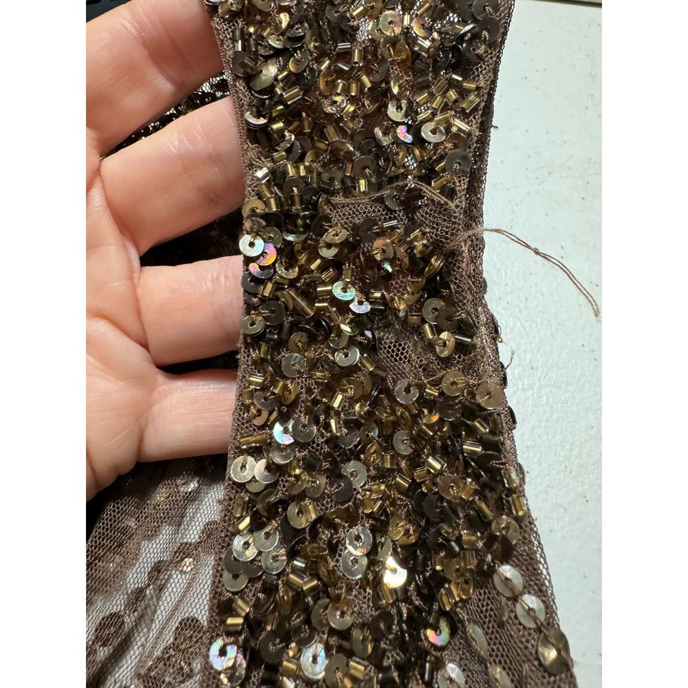Aidan Mattox Beaded Evening Gown Chocolate Brown Size 14 - Picture 9 of 9